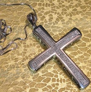 14k solid White gold diamond cross